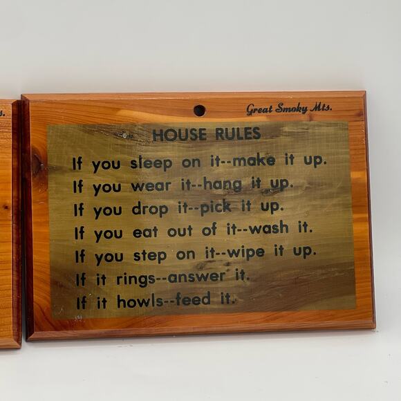 Great Smoky Mtns Wood Plaques Set of 2 Rustic Wording Souvenirs Wall Hanging - Picture 2 of 7